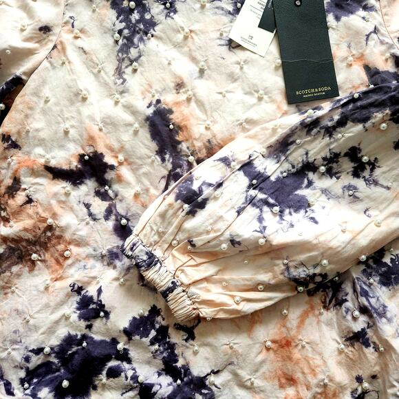 NWT SCOTCH & SODA COTTON TIEDYE TOP WITH PEARL DETAILS XS - Picture 12 of 15